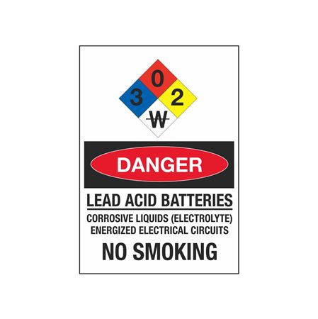 NFPA Chemical Sign - Lead Acid Batteries No Smoking 7 x 10